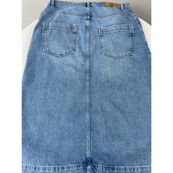 Free People / We The Free Wild Roses Denim Midi Skirt Sz 29 Boho Hipster Retro - Picture 7 of 16